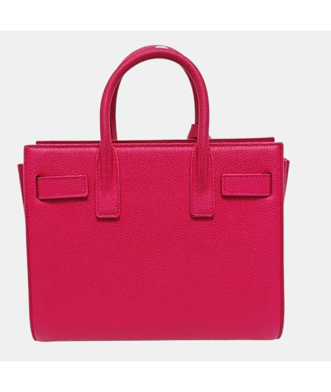 SAINT LAURENT Розовая кожаная сумка с короткими ручками, фото 4
