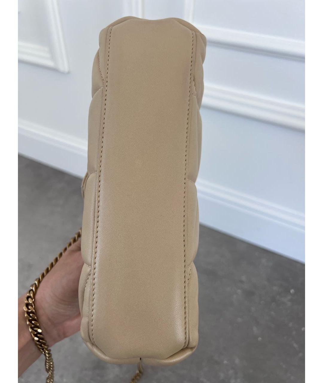 SAINT LAURENT Бежевая кожаная сумка через плечо, фото 5