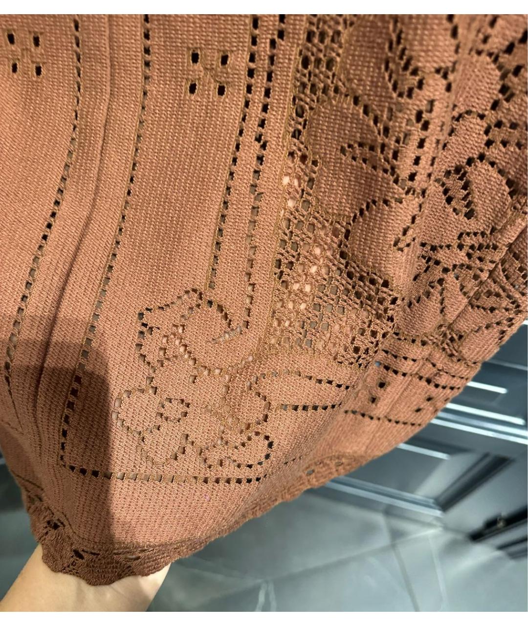 VALENTINO Коричневая хлопковая юбка макси, фото 3