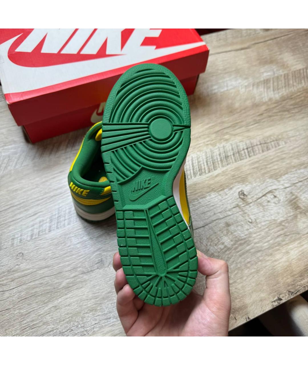 NIKE Зеленые кожаные кроссовки, фото 9