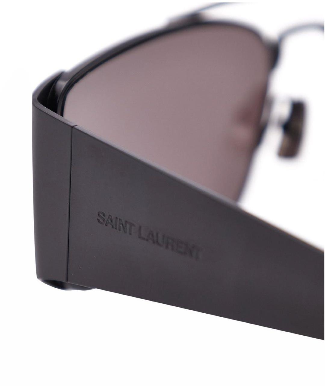 SAINT LAURENT Черные металлические солнцезащитные очки, фото 8