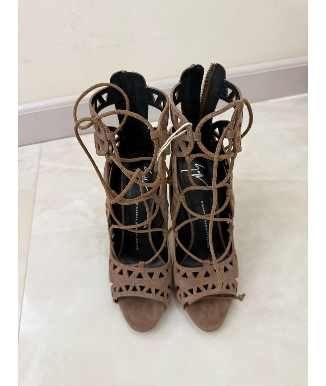 GIUSEPPE ZANOTTI DESIGN Коричневые нубуковые босоножки, фото 2