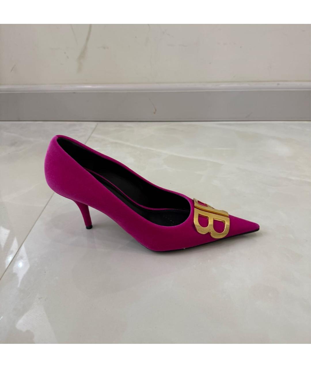 BALENCIAGA Фуксия текстильные лодочки на низком каблуке, фото 2