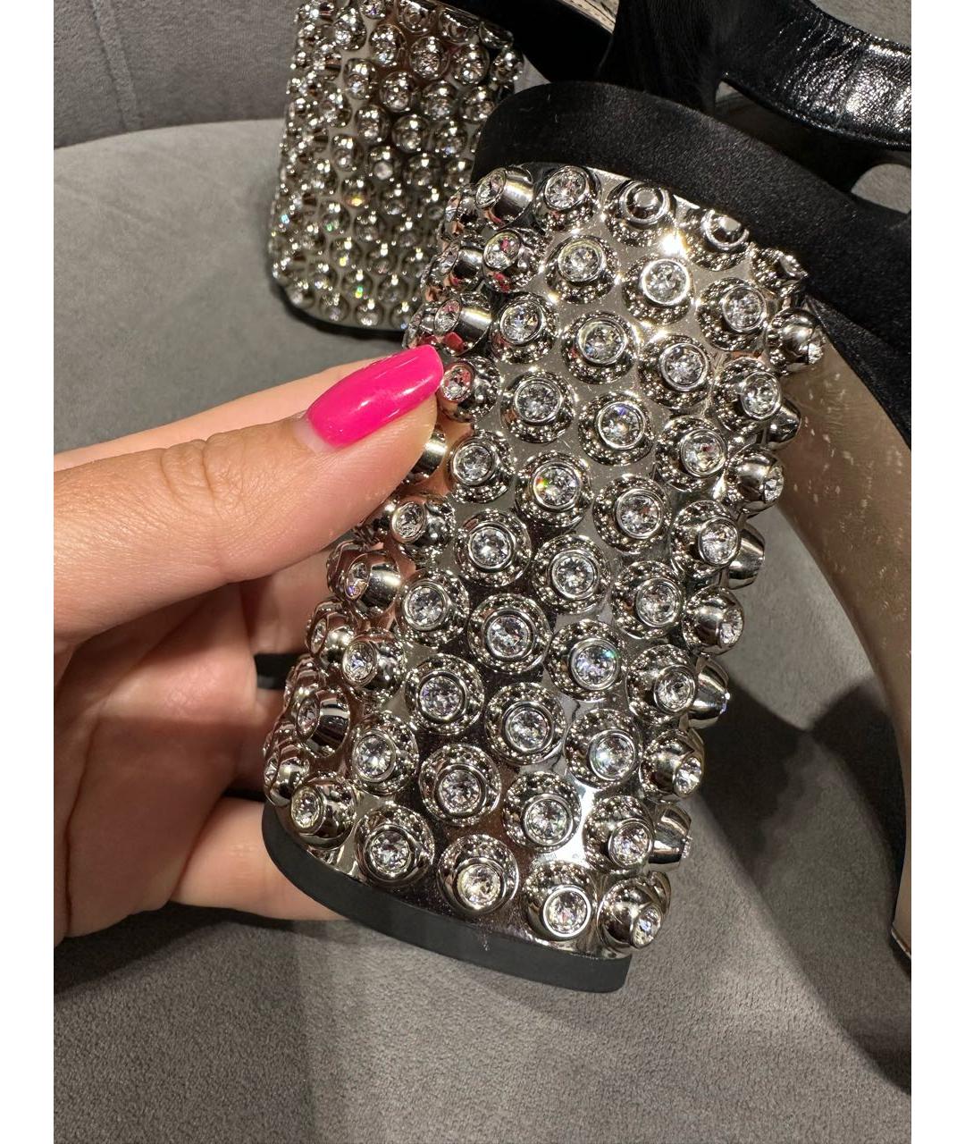 MIU MIU Черные текстильные босоножки, фото 6