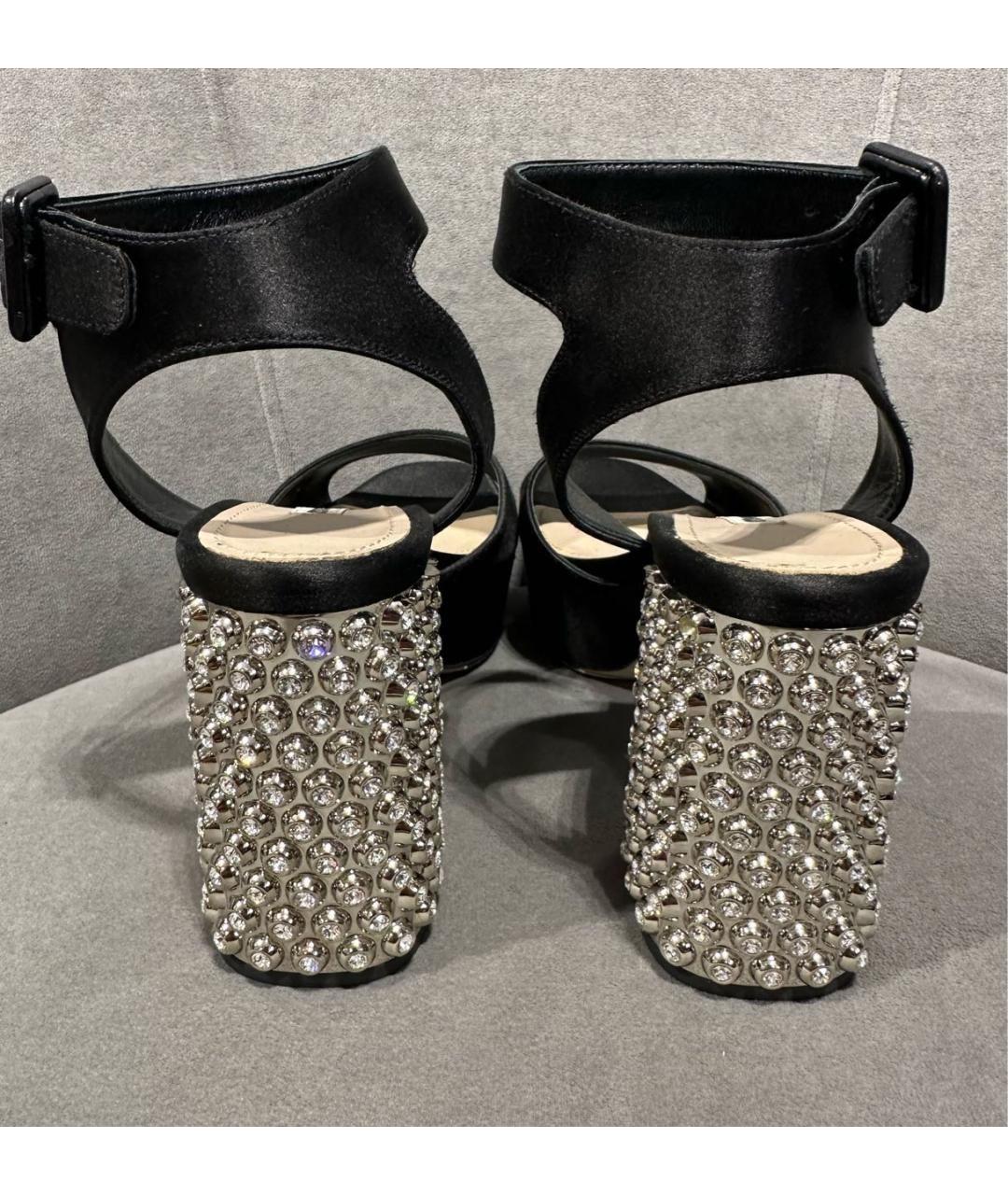 MIU MIU Черные текстильные босоножки, фото 4