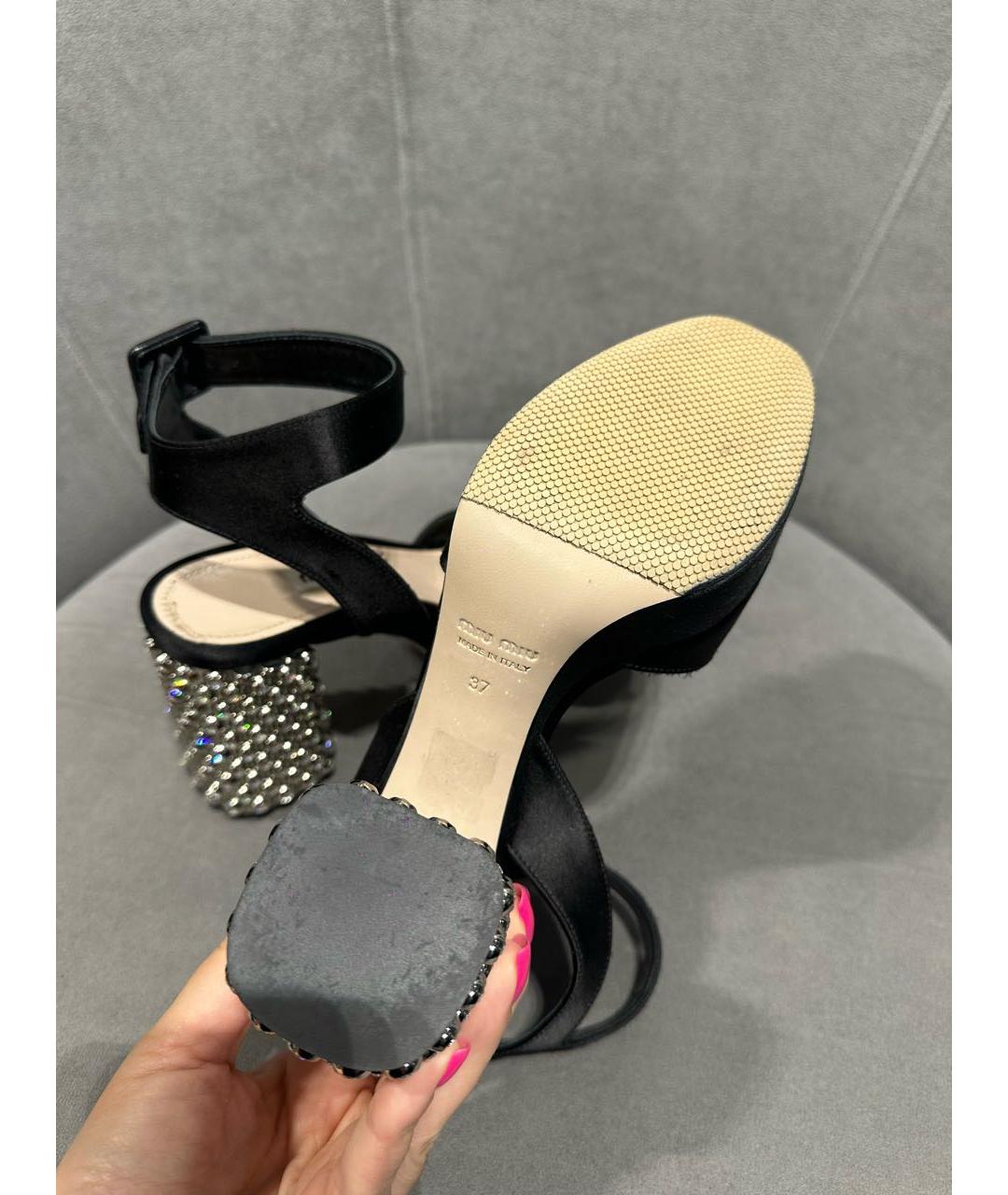 MIU MIU Черные текстильные босоножки, фото 5