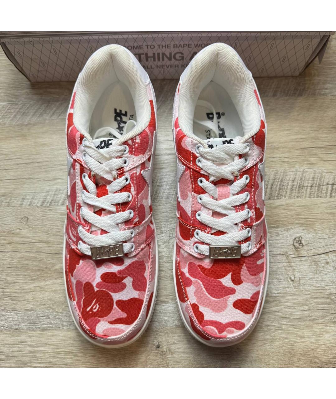 BAPE Розовые текстильные низкие кроссовки / кеды, фото 5