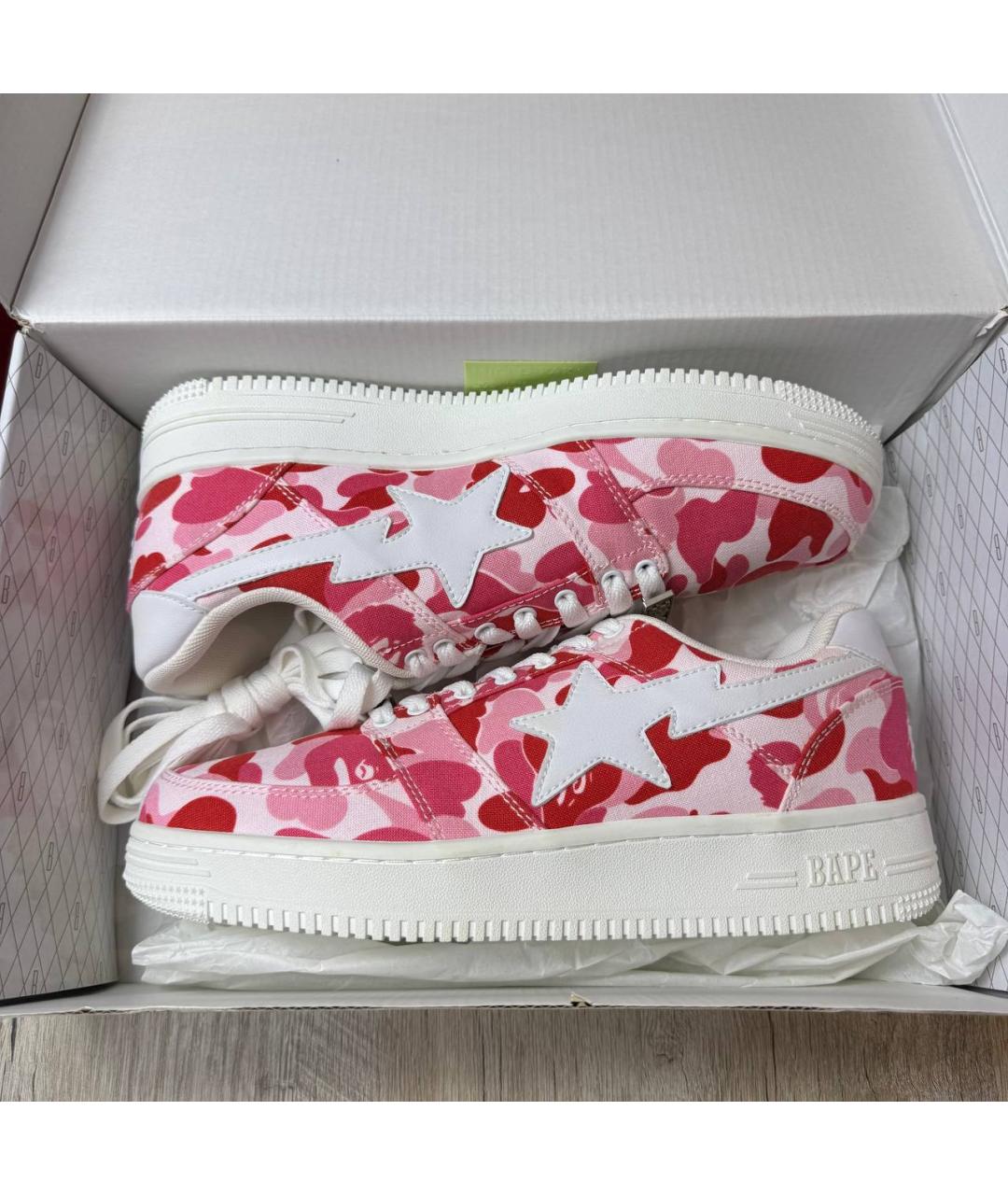 BAPE Розовые текстильные низкие кроссовки / кеды, фото 10