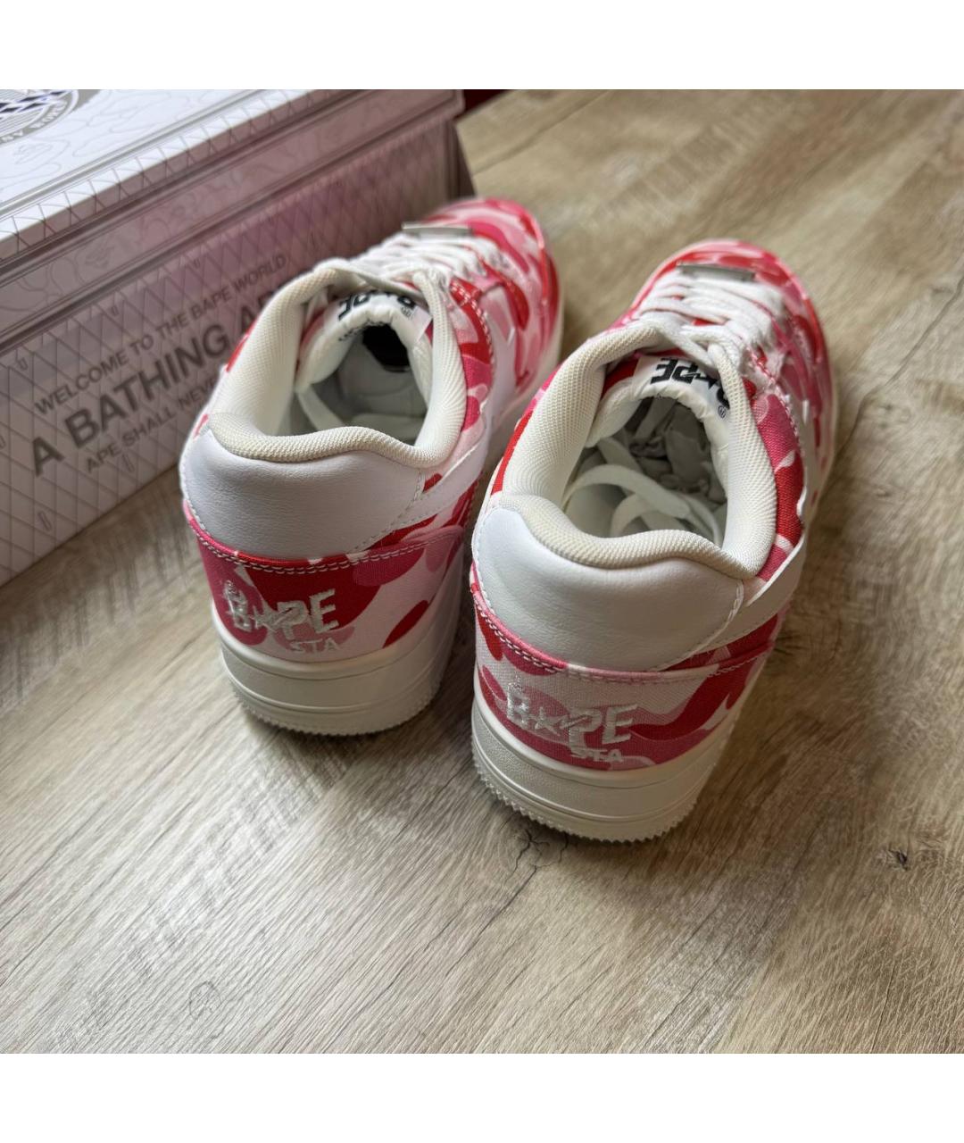 BAPE Розовые текстильные низкие кроссовки / кеды, фото 9