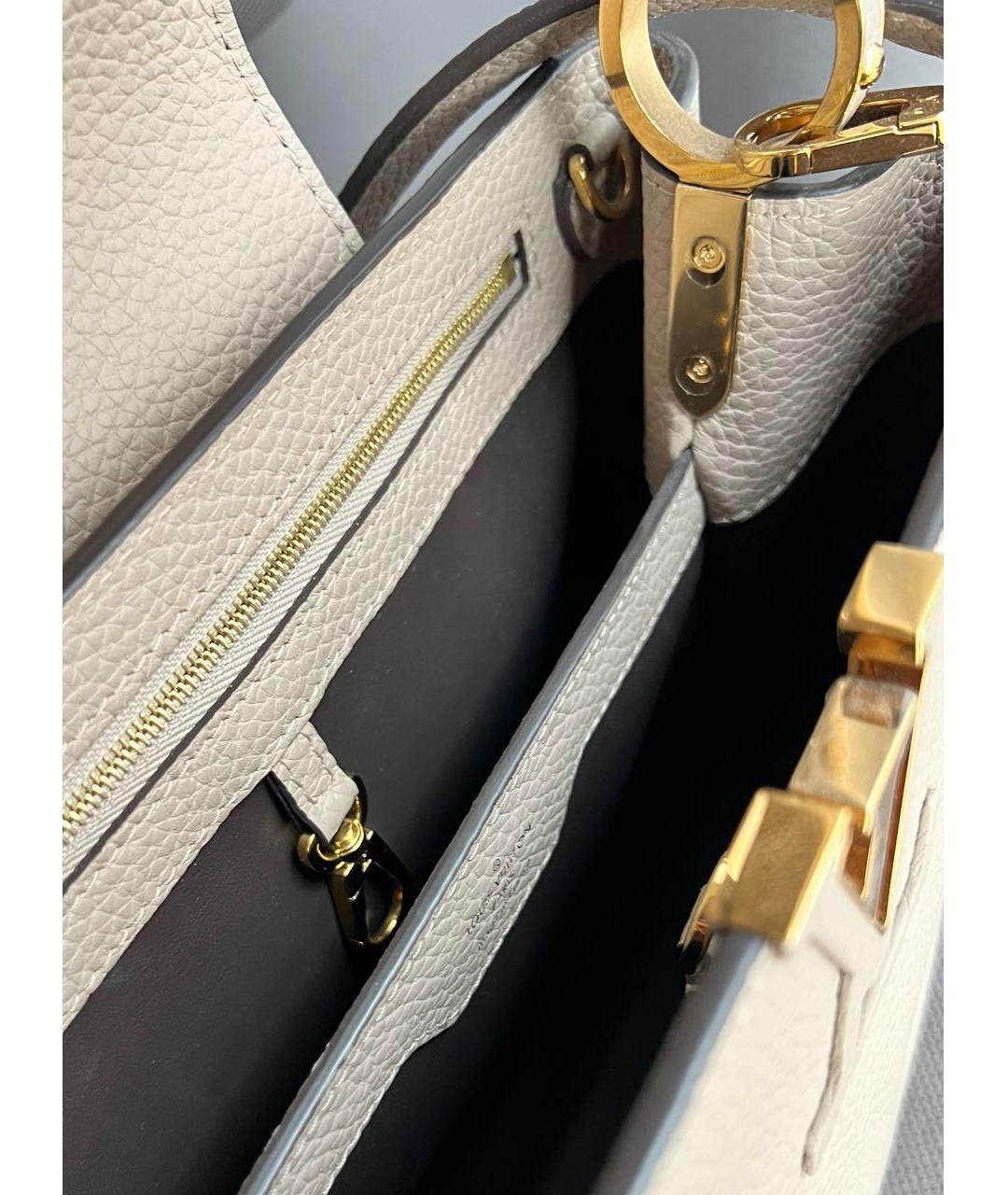 LOUIS VUITTON Бежевая кожаная сумка с короткими ручками, фото 4