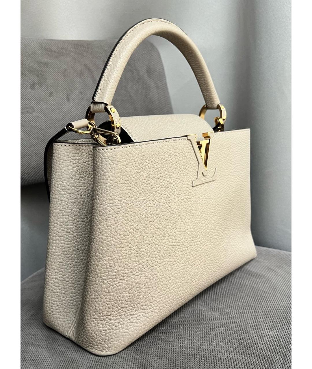 LOUIS VUITTON Бежевая кожаная сумка с короткими ручками, фото 2