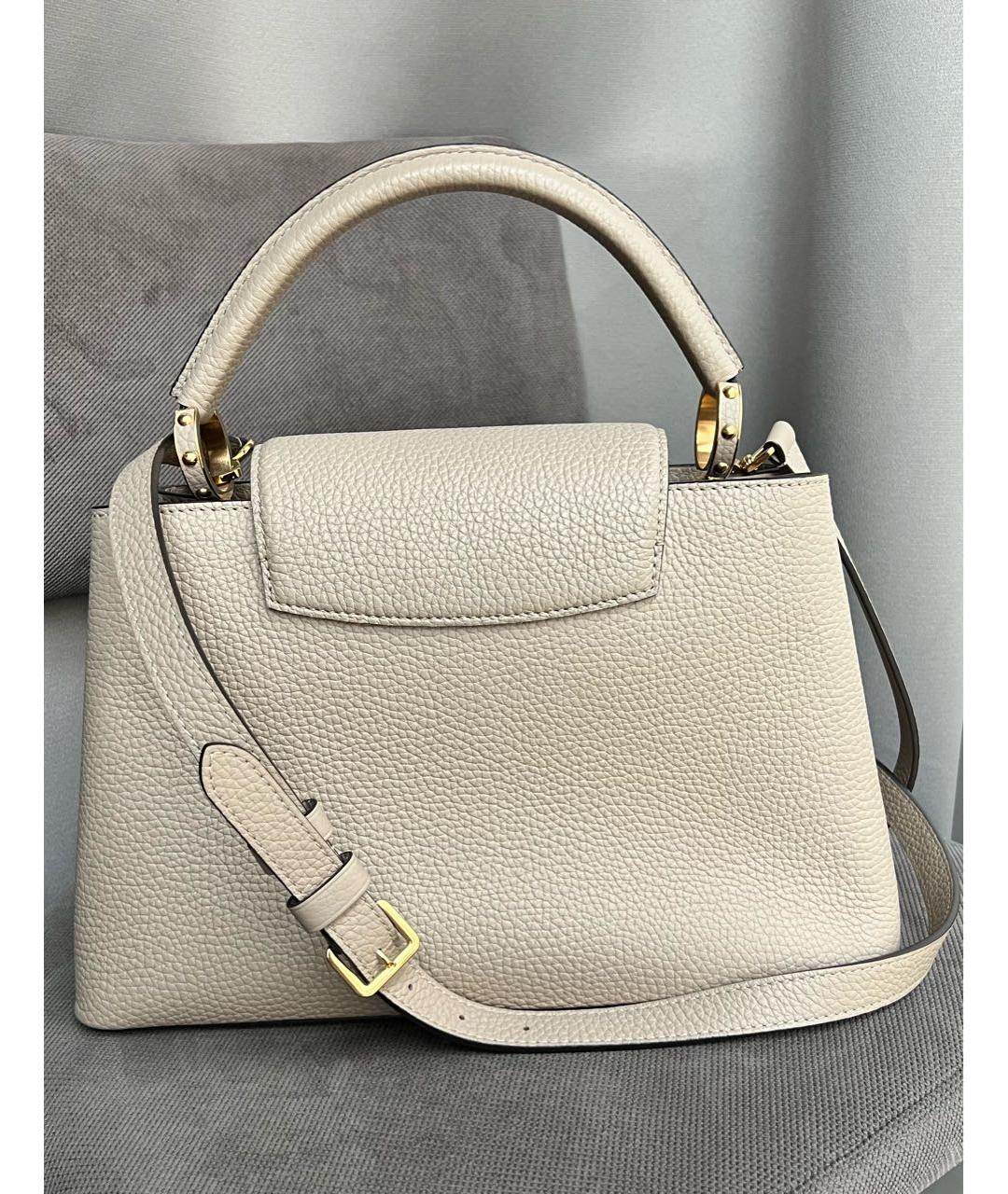 LOUIS VUITTON Бежевая кожаная сумка с короткими ручками, фото 3