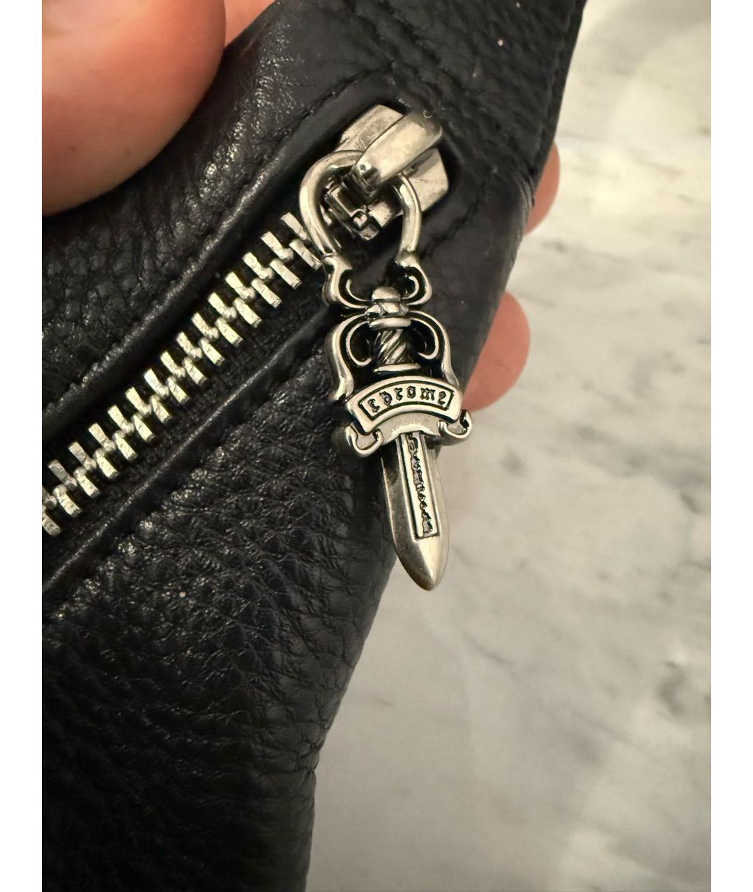 CHROME HEARTS Черная кожаная поясная сумка, фото 3