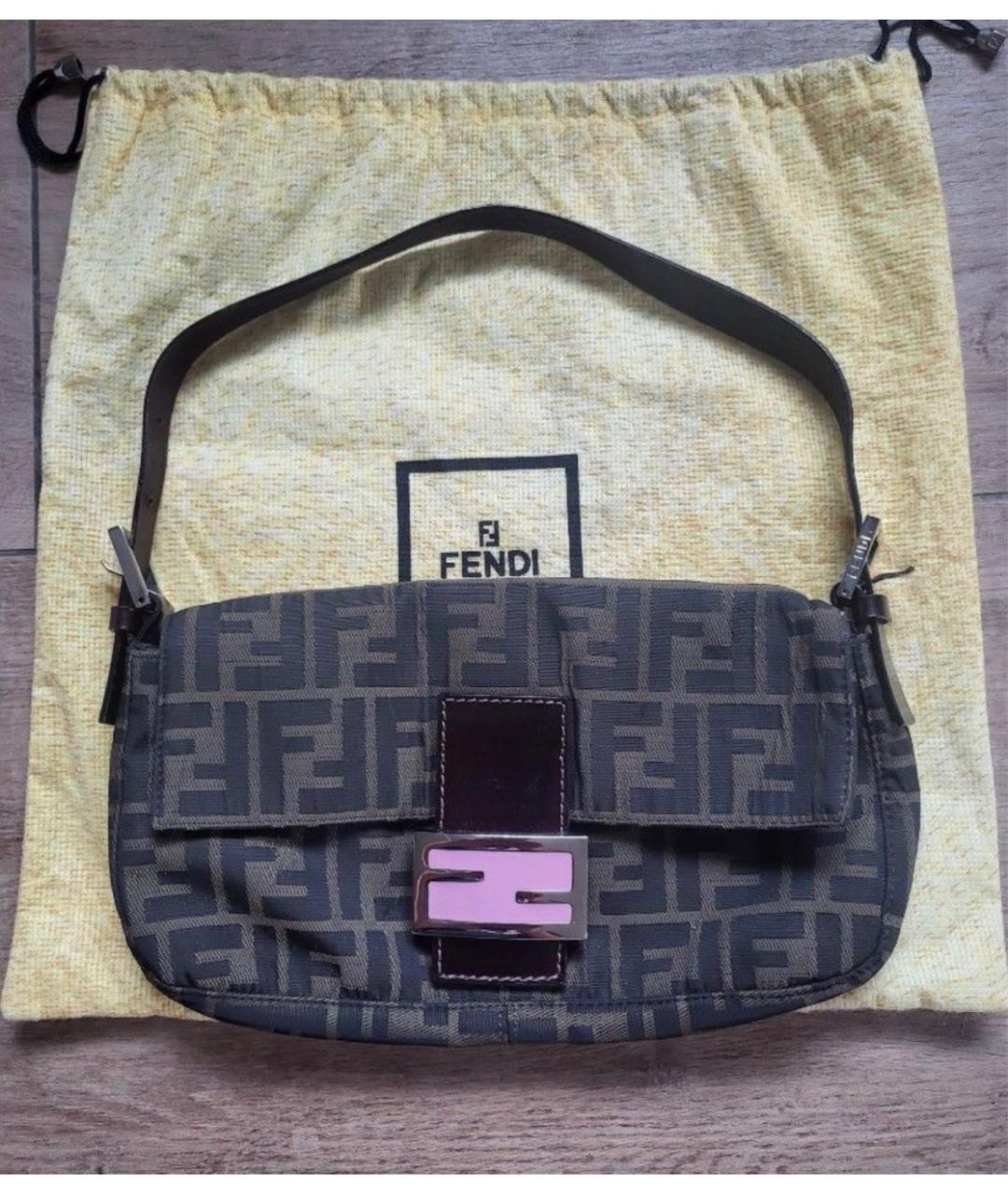 FENDI Коричневая жаккардовая сумка через плечо, фото 8