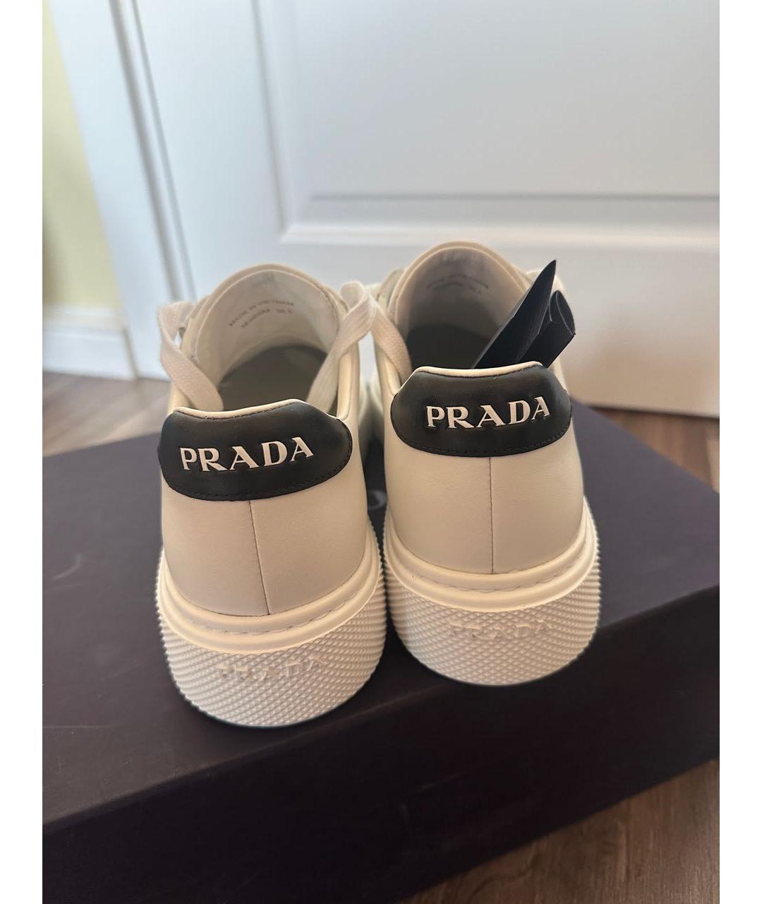 PRADA Белые кожаные кеды, фото 4