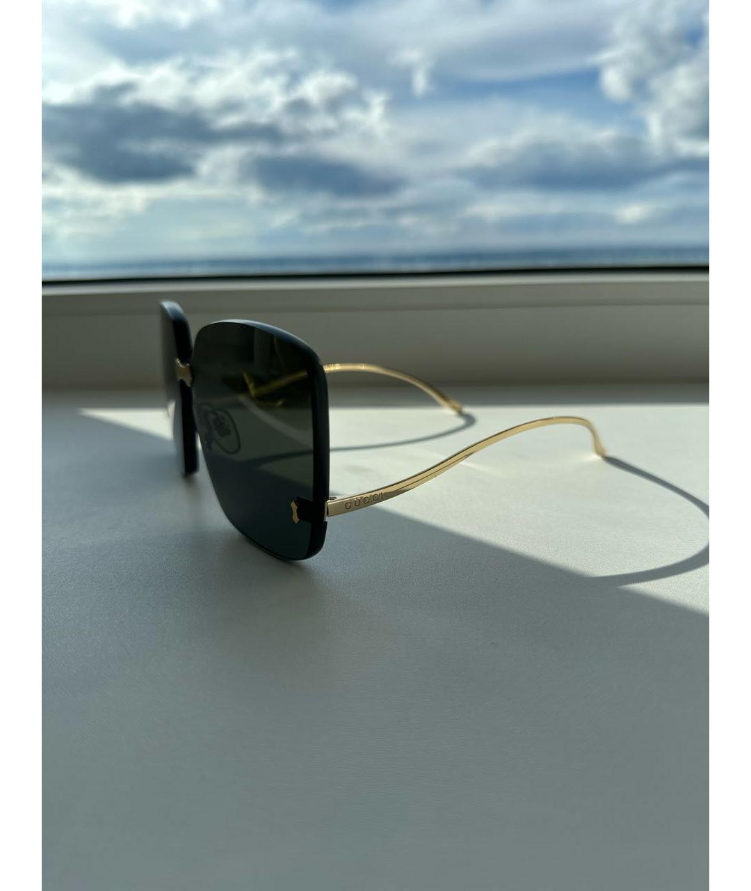GUCCI Антрацитовые металлические солнцезащитные очки, фото 3