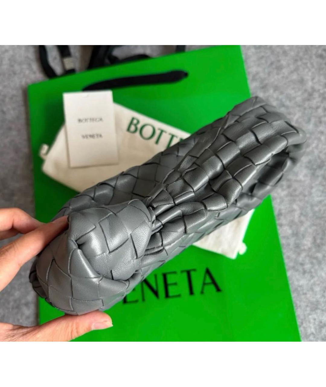 BOTTEGA VENETA Серая кожаная сумка с короткими ручками, фото 5