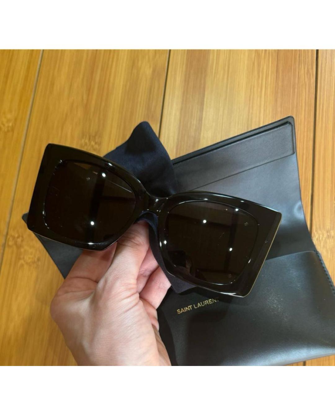 SAINT LAURENT Черные пластиковые солнцезащитные очки, фото 2