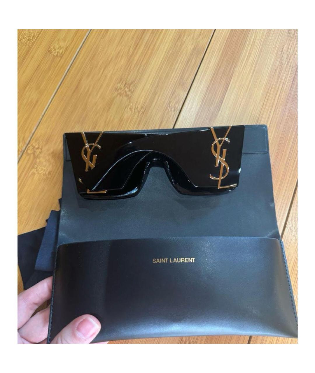 SAINT LAURENT Черные пластиковые солнцезащитные очки, фото 3