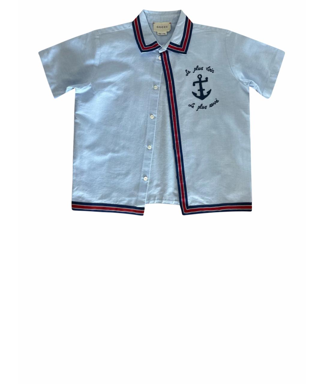 GUCCI KIDS Голубая хлопковая детская рубашка, фото 1