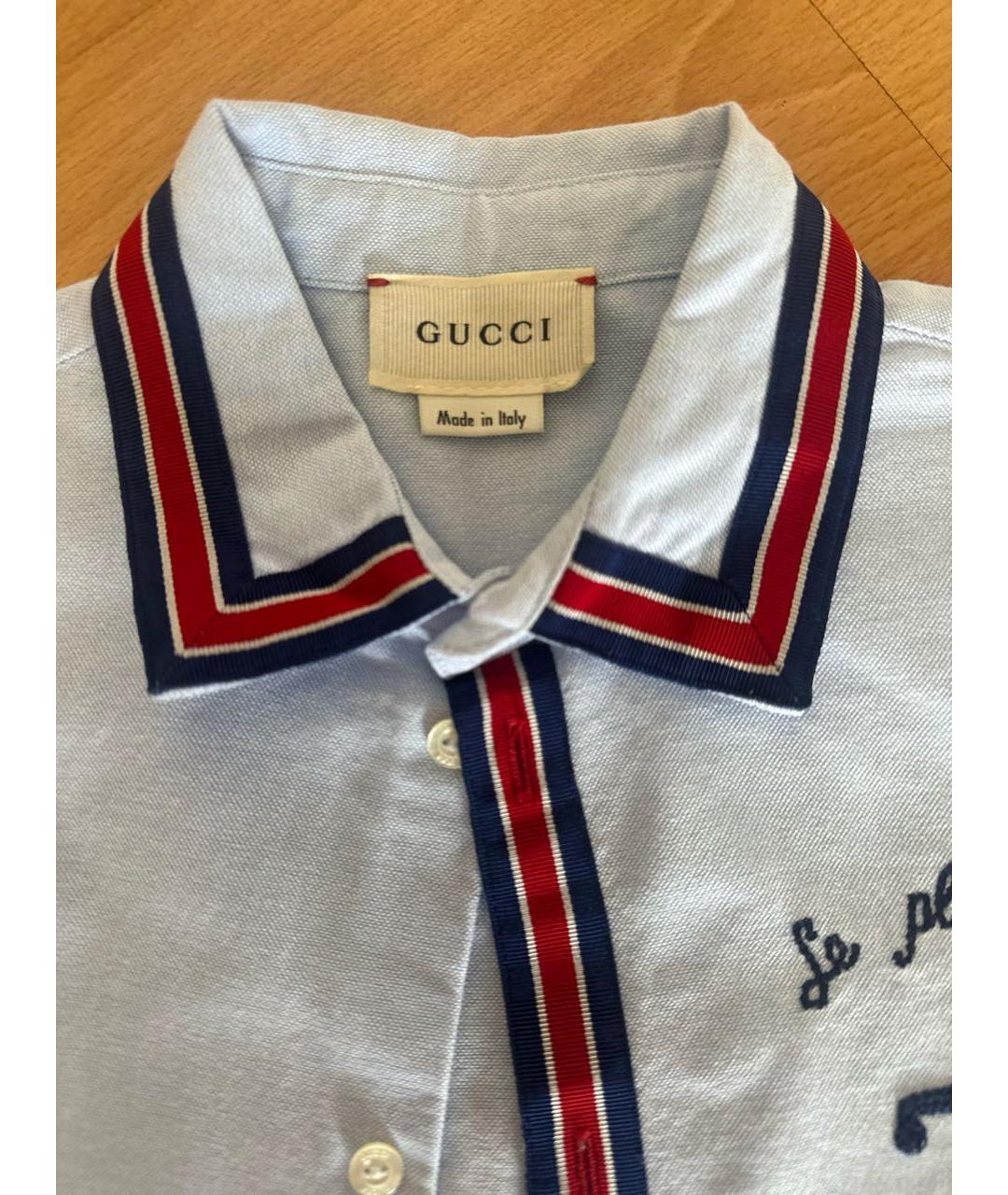GUCCI KIDS Голубая хлопковая детская рубашка, фото 3