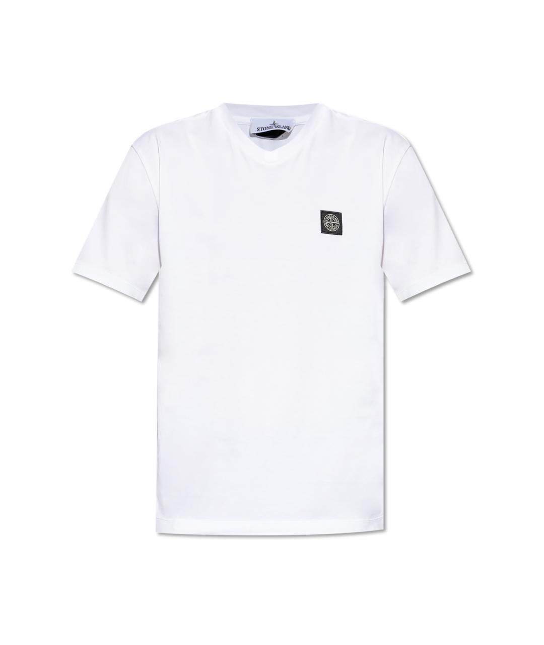STONE ISLAND Белая хлопковая футболка, фото 9