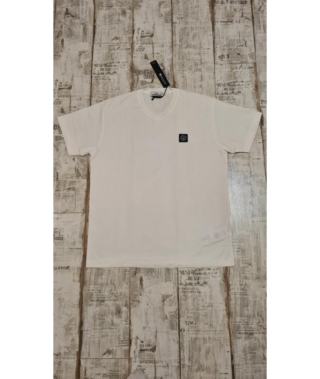 STONE ISLAND Белая хлопковая футболка, фото 4