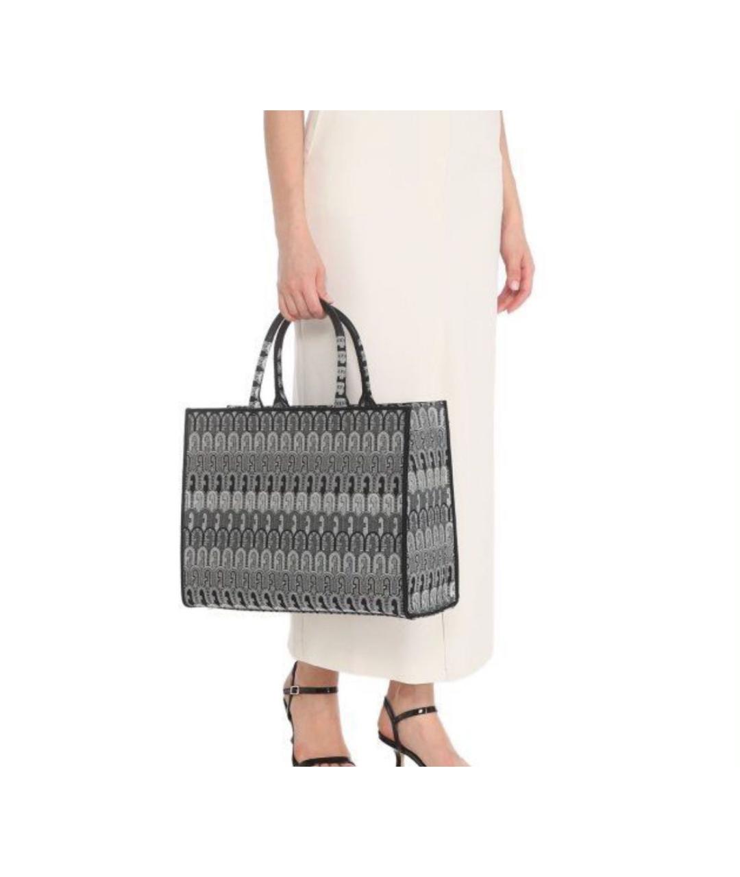 FURLA Серая жаккардовая сумка тоут, фото 2
