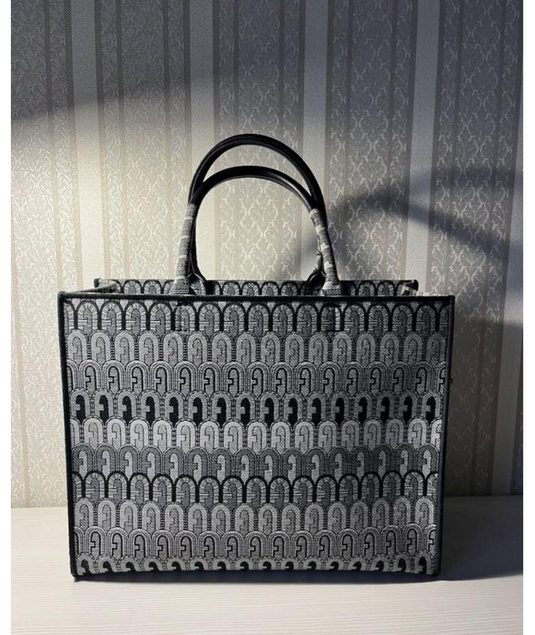 FURLA Серая жаккардовая сумка тоут, фото 6