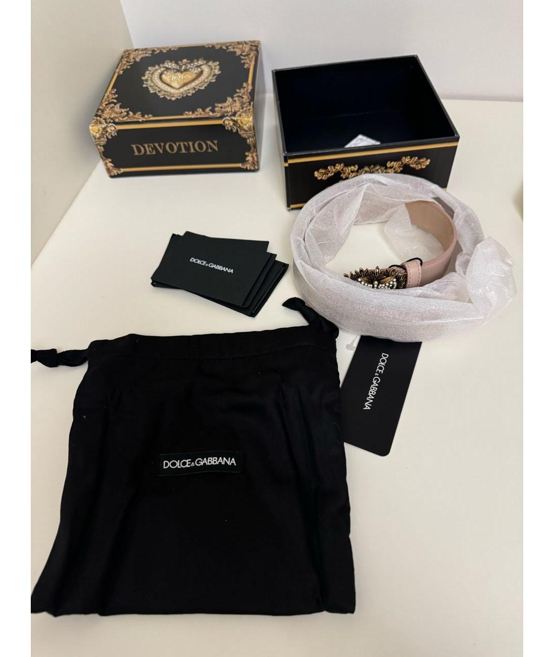 DOLCE&GABBANA Розовый кожаный ремень, фото 4