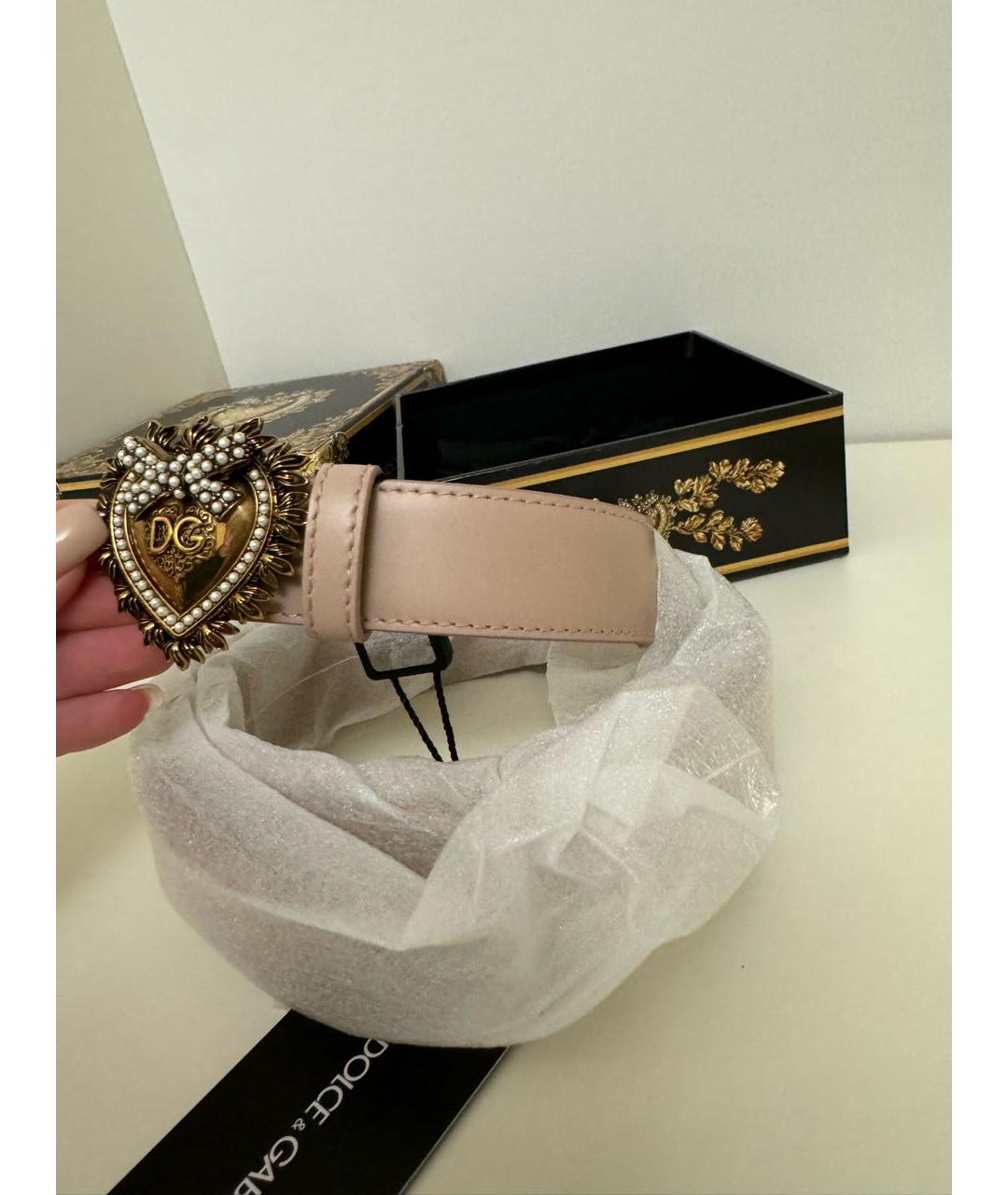 DOLCE&GABBANA Розовый кожаный ремень, фото 2