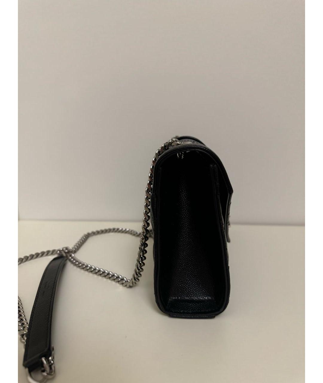 SAINT LAURENT Черная кожаная сумка через плечо, фото 2