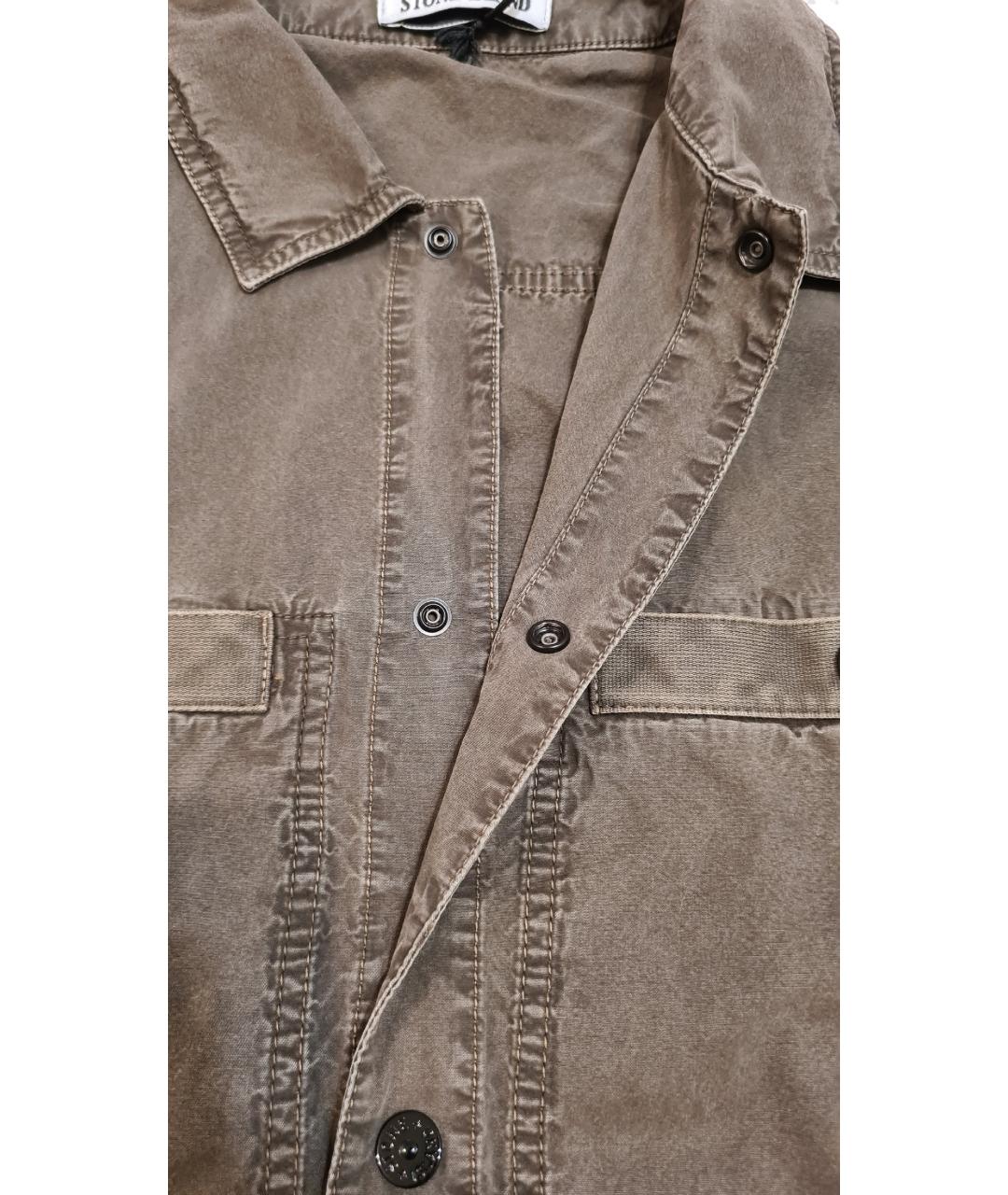 STONE ISLAND Хаки хлопковая кэжуал рубашка, фото 7