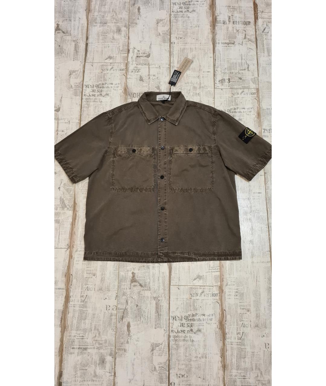 STONE ISLAND Хаки хлопковая кэжуал рубашка, фото 5