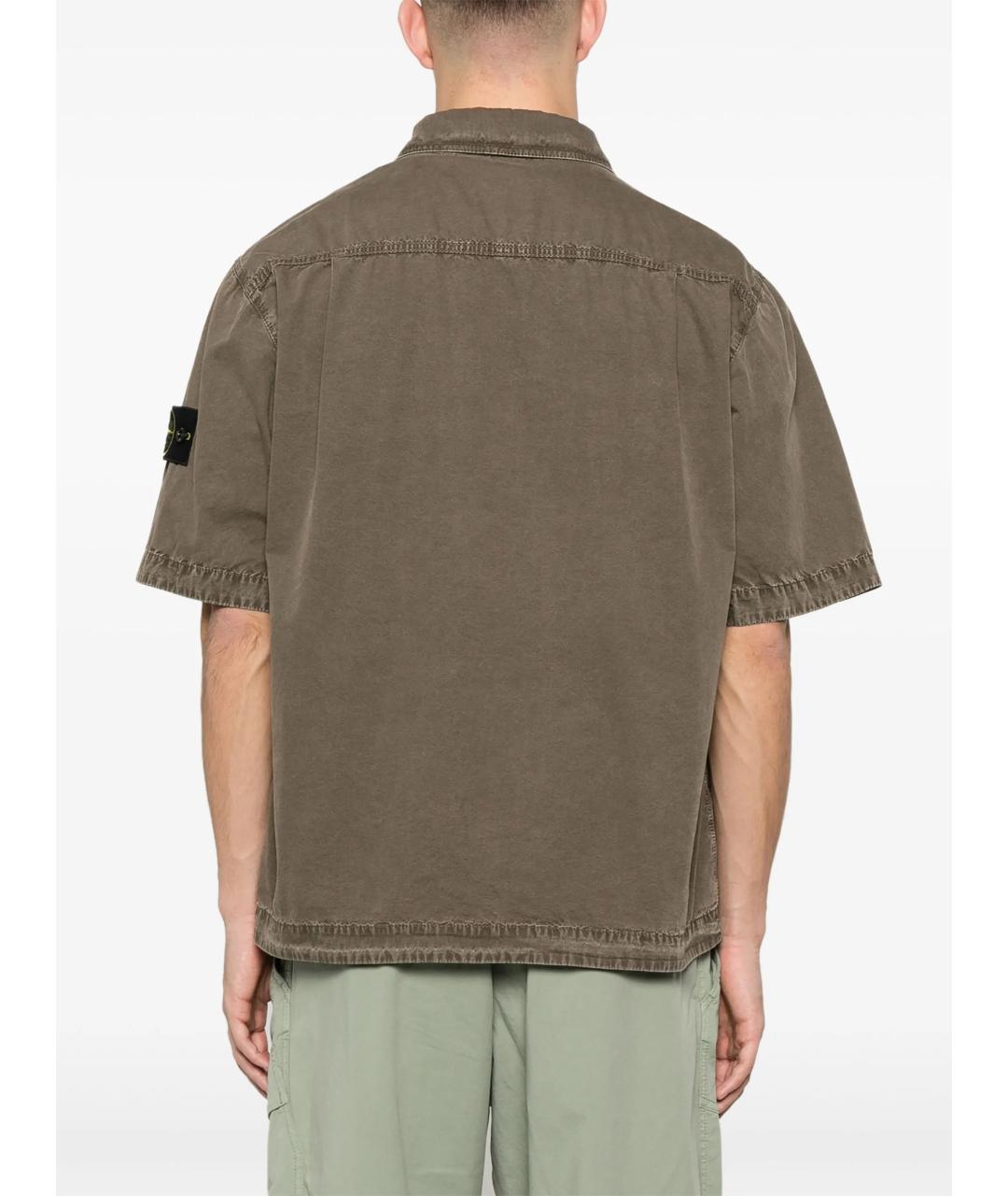 STONE ISLAND Хаки хлопковая кэжуал рубашка, фото 4
