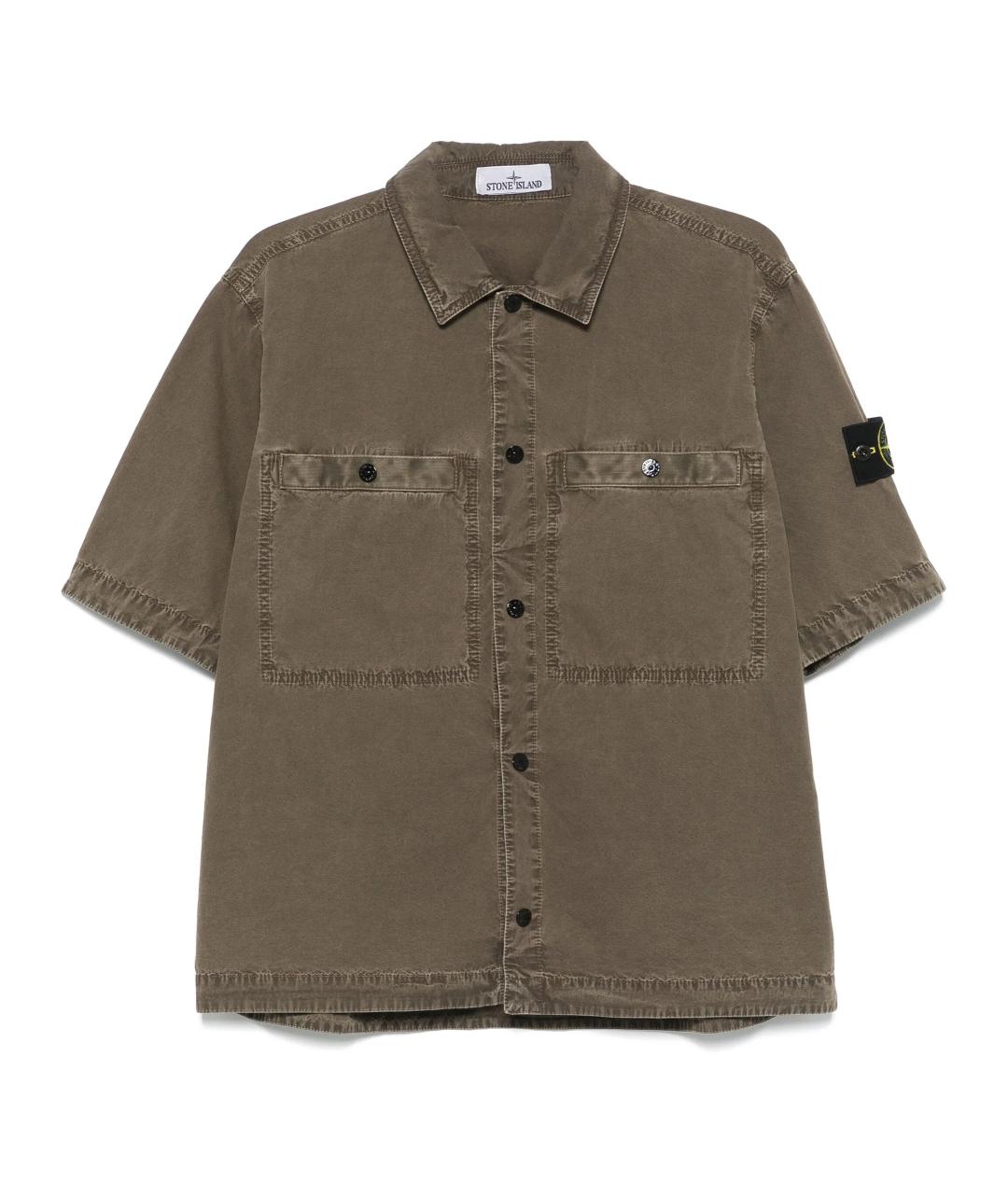 STONE ISLAND Хаки хлопковая кэжуал рубашка, фото 10