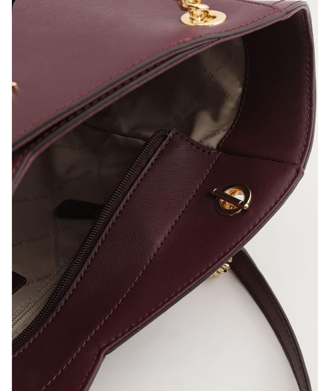 MICHAEL KORS Бордовая кожаная сумка тоут, фото 3