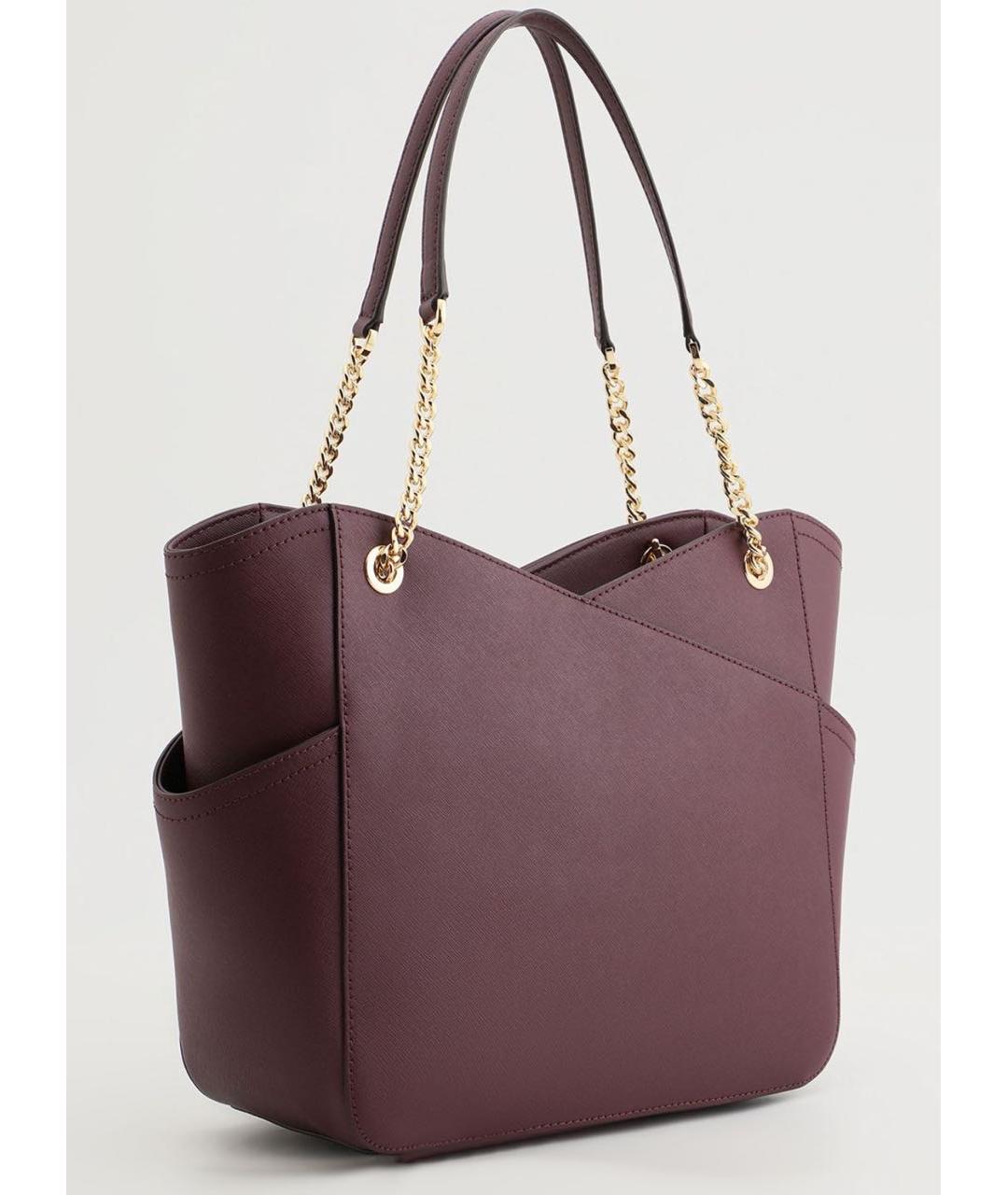 MICHAEL KORS Бордовая кожаная сумка тоут, фото 2