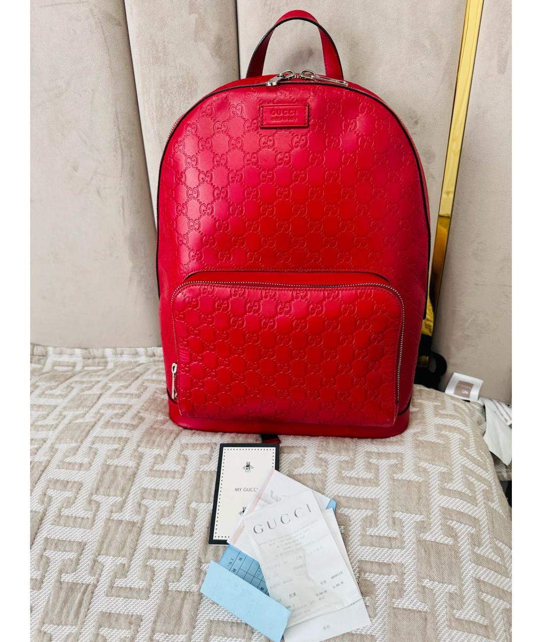 GUCCI Красный кожаный рюкзак, фото 4