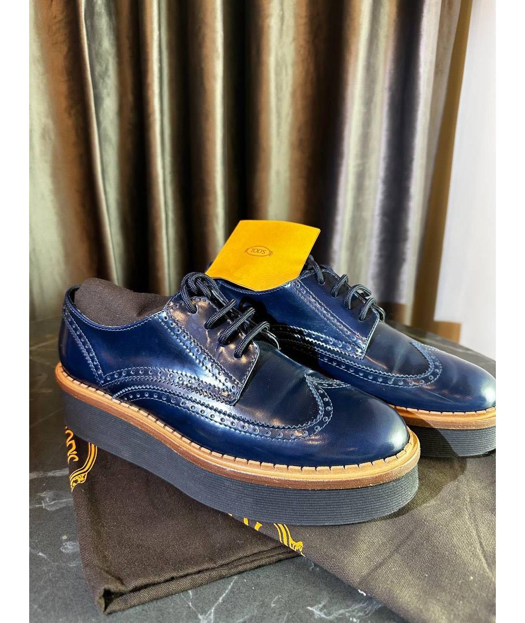 TOD'S Темно-синие брогги и оксфорды из лакированной кожи, фото 2