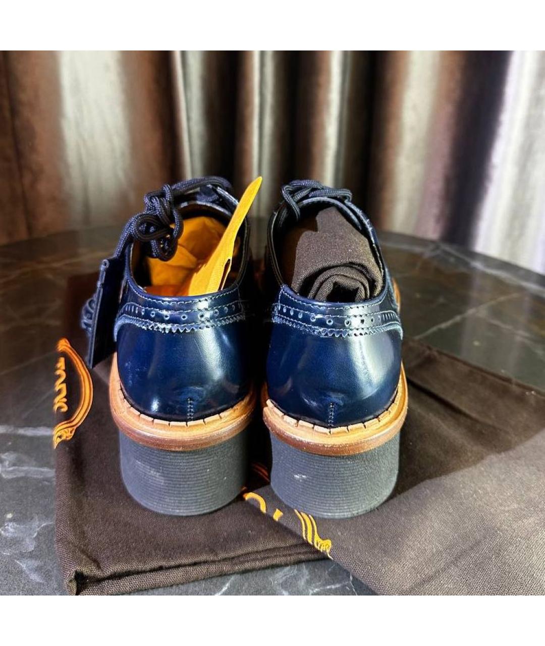 TOD'S Темно-синие брогги и оксфорды из лакированной кожи, фото 4