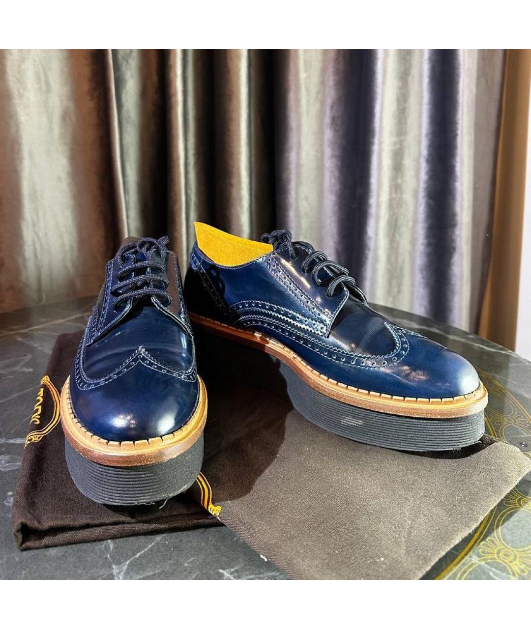 TOD'S Темно-синие брогги и оксфорды из лакированной кожи, фото 3