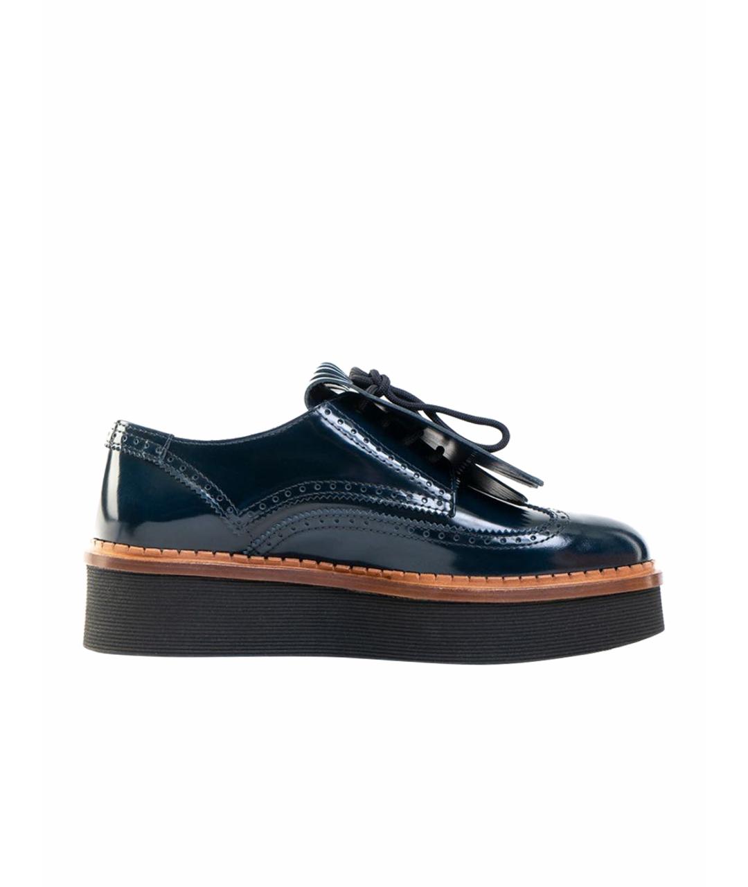 TOD'S Темно-синие брогги и оксфорды из лакированной кожи, фото 1
