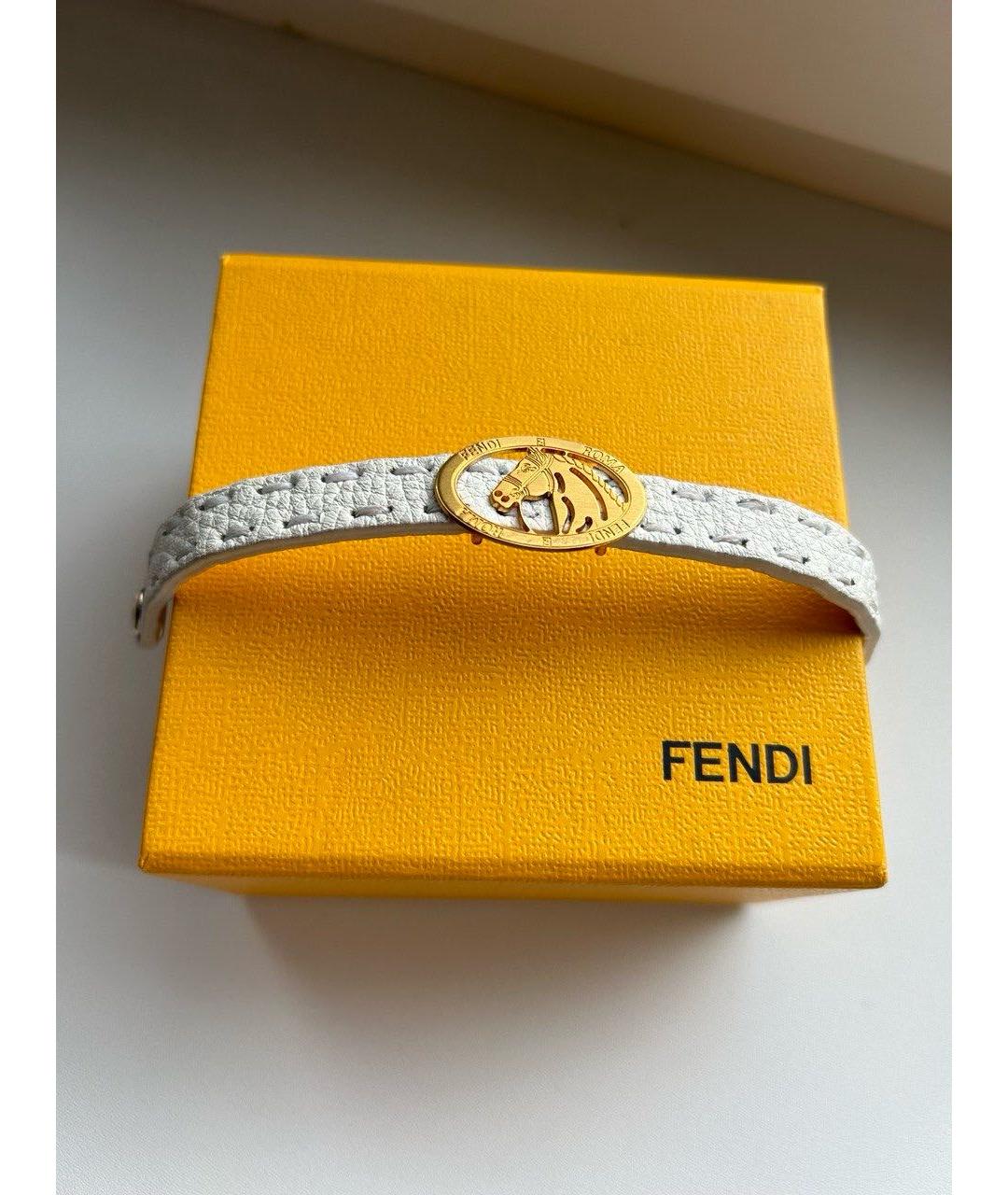 FENDI Белый кожаный браслет, фото 3