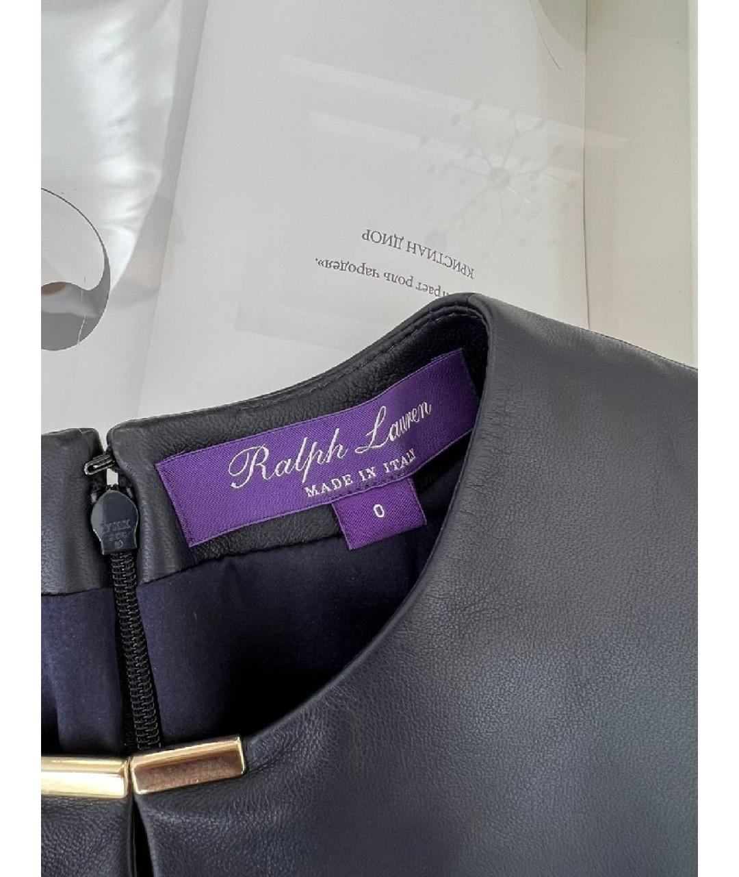 RALPH LAUREN Черное кожаное платье, фото 7