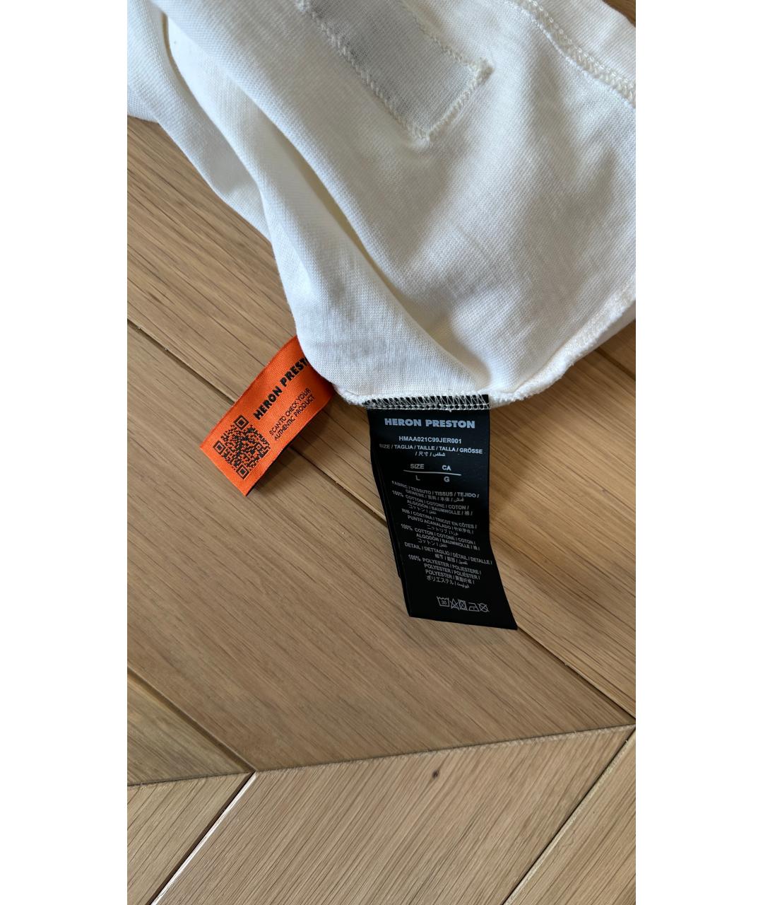 HERON PRESTON Белая хлопковая футболка, фото 5