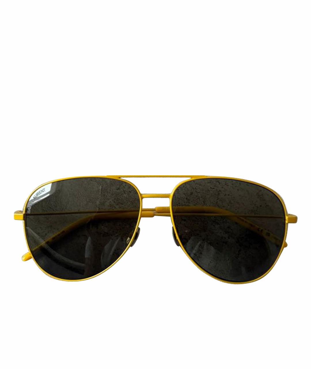 SAINT LAURENT Коричневые металлические солнцезащитные очки, фото 1
