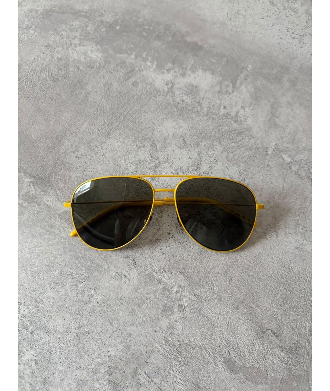 SAINT LAURENT Коричневые металлические солнцезащитные очки, фото 5