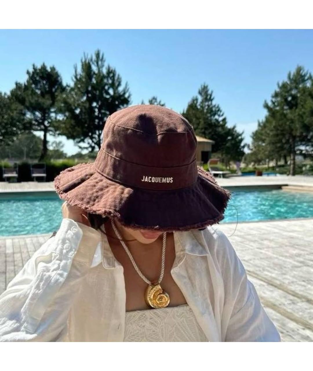 JACQUEMUS Коричневая хлопковая панама, фото 5