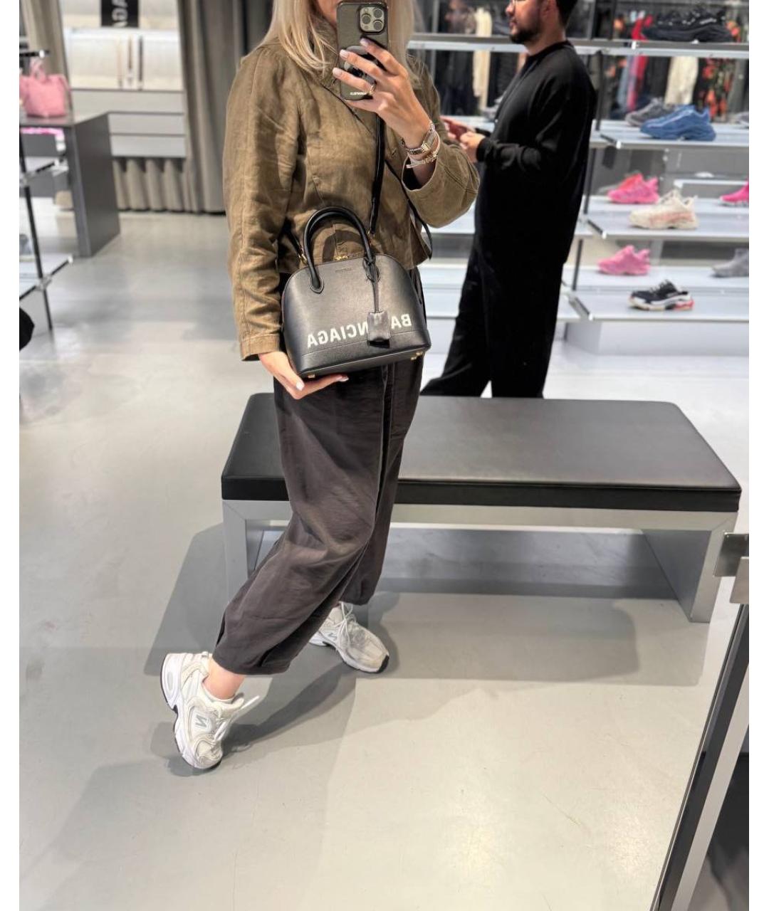 BALENCIAGA Черная кожаная сумка с короткими ручками, фото 6